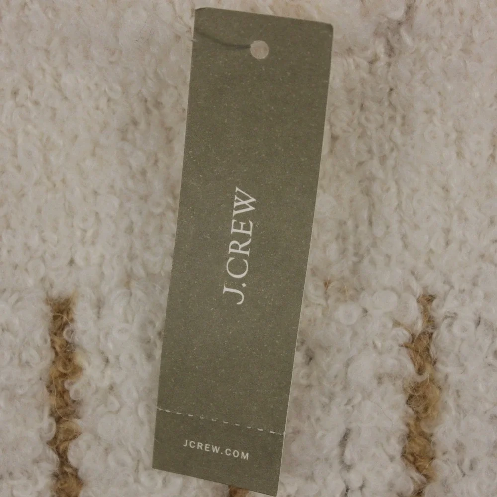 J. Crew Fair Isle Sweater Womens L NWT Boucle Johnny Collar Oversized Wool Blend